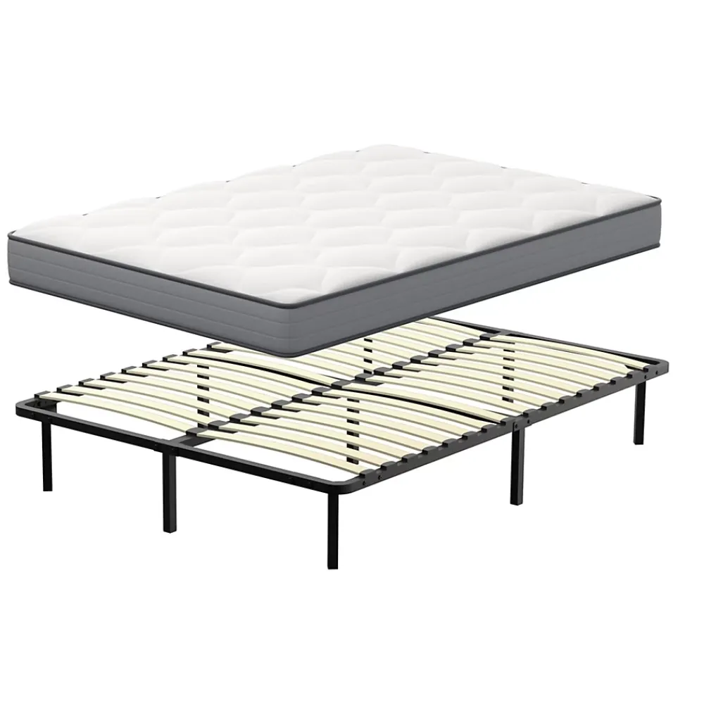 Teeno Ensemble Matelas à ressorts +Sommier à Lattes sur Pieds, 160x200cm, Epaisseur du Matelas 20cm* Ensemble Sommier Et Matelas