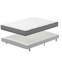 Ensemble Matelas à ressorts+ Lit Sommier Tapissier Déco 160x200cm, Epaisseur du Matelas 20cm>Teeno Clearance