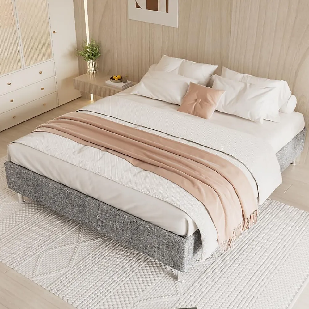 Teeno Ensemble Matelas en mousse + Cadre de lit Plateforme Capitonné 160x200cm, Epaisseur du Matelas 22cm* Ensemble Sommier Et Matelas