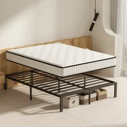 Teeno Ensemble Matelas en Mousse+ Cadre de lit en métal 160x200cm, Epaisseur du Matelas 22cm* Ensemble Sommier Et Matelas