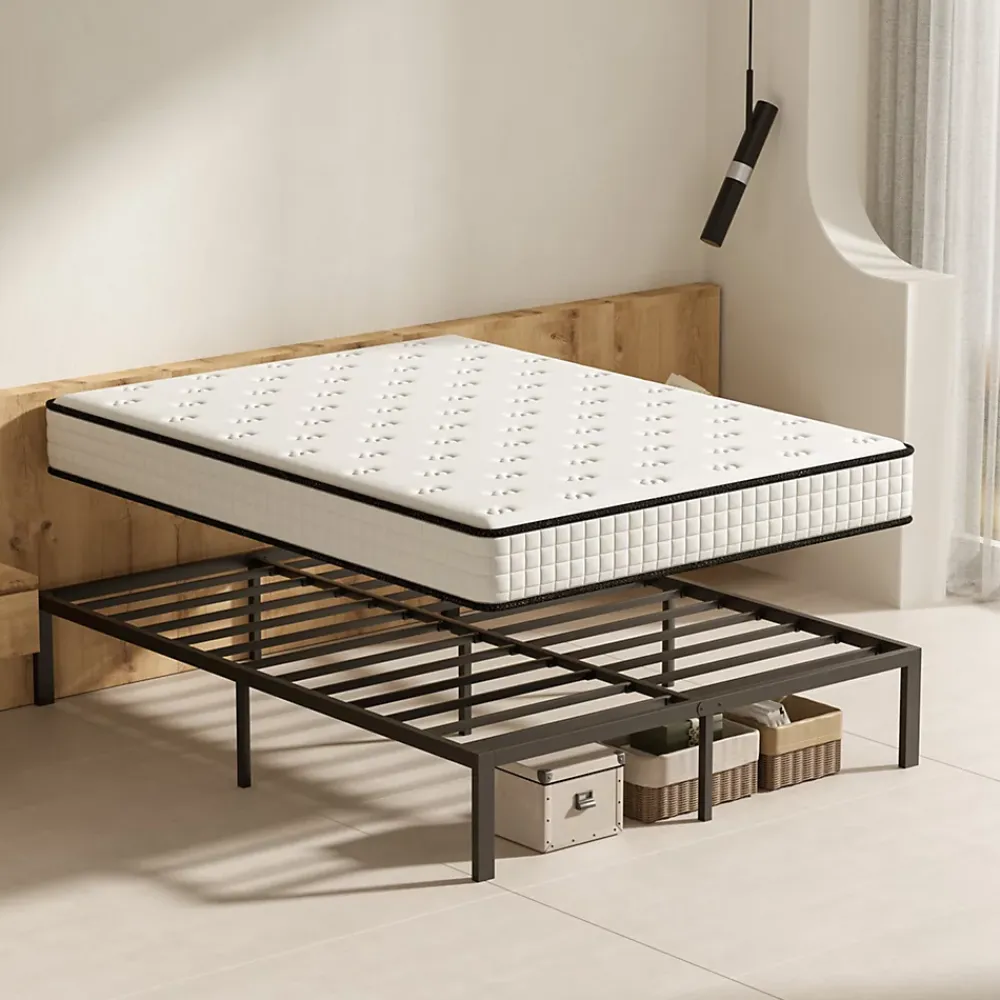 Teeno Ensemble Matelas en Mousse+ Cadre de lit en métal 160x200cm, Epaisseur du Matelas 22cm* Ensemble Sommier Et Matelas