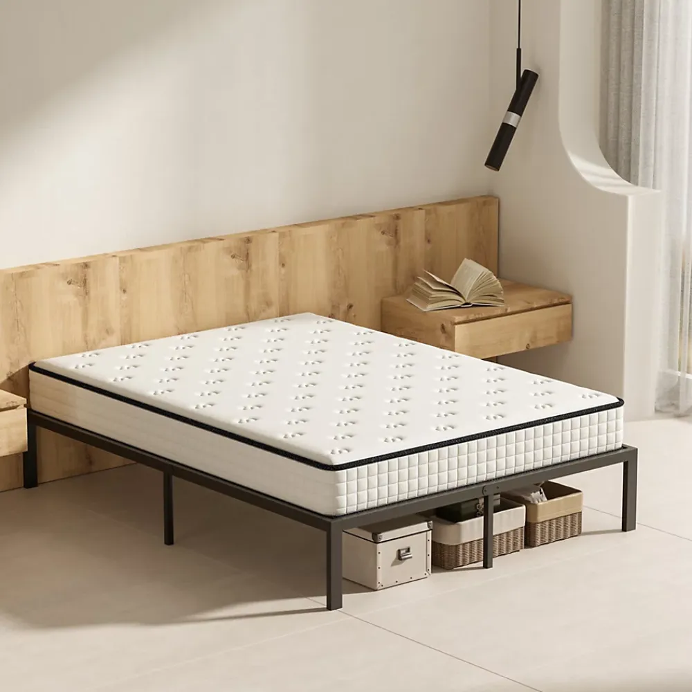 Teeno Ensemble Matelas en Mousse+ Cadre de lit en métal 160x200cm, Epaisseur du Matelas 22cm* Ensemble Sommier Et Matelas