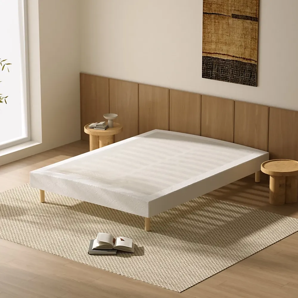 Teeno Ensemble Matelas en Mousse+ Lit Sommier Tapissier Déco 140x190cm, Epaisseur du Matelas 22cm* Ensemble Sommier Et Matelas