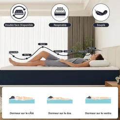 Ensemble Matelas en Mousse 160x200 cm+Sommier tapissier volige,9 Pieds Inclus,ensemble matelas et sommier><noscript><img width=