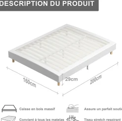 Ensemble Matelas en Mousse 160x200 cm+Sommier tapissier volige,9 Pieds Inclus,ensemble matelas et sommier><noscript><img width=