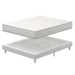 Ensemble Matelas en Mousse+ Lit Sommier Tapissier Déco 140x190cm, Epaisseur du Matelas 18cm>Teeno Best