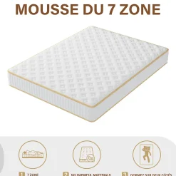 Teeno Ensemble Matelas en Mousse+ Lit Sommier Tapissier Déco 160x200cm, Epaisseur du Matelas 18cm* Ensemble Sommier Et Matelas
