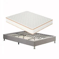 Ensemble Matelas en mousse + Cadre de lit Plateforme Capitonné 160x200cm, Epaisseur du Matelas 18cm>Teeno Clearance