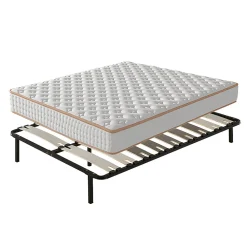 Teeno Ensemble Matelas en mousse + Sommier avec lattes larges 140x190cm, Epaisseur du Matelas 18 cm* Ensemble Sommier Et Matelas