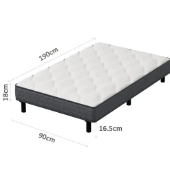 Ensemble Matelas et Sommier 90x190cm,Matelas à Ressorts ensachés et Robuste Cadre de lit en Fer avec 6 Pieds, Matelas épaisseur>Teeno Hot