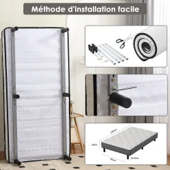 Ensemble Matelas et Sommier 90x190cm,Matelas à Ressorts ensachés et Robuste Cadre de lit en Fer avec 6 Pieds, Matelas épaisseur><noscript><img width=