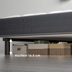 Ensemble Matelas et Sommier 90x190cm,Matelas à Ressorts ensachés et Robuste Cadre de lit en Fer avec 6 Pieds, Matelas épaisseur><noscript><img width=