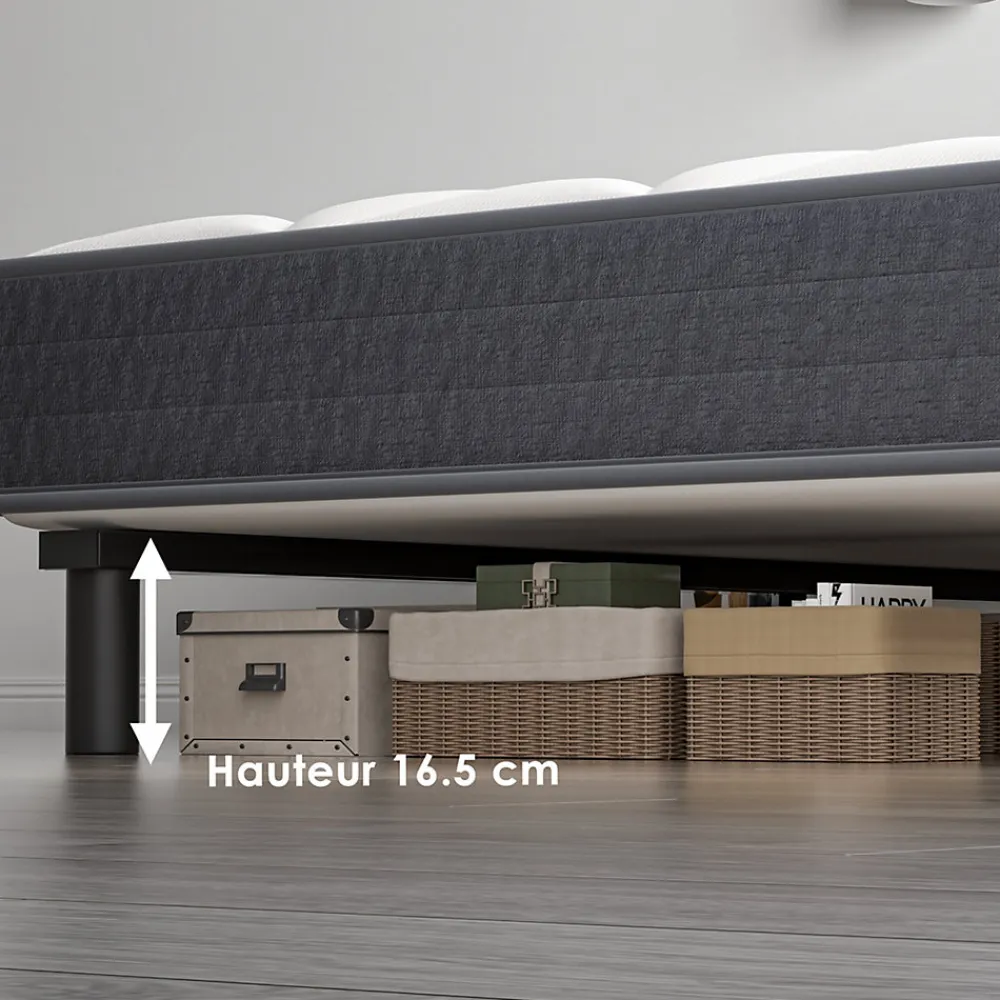 Ensemble Matelas et Sommier 90x190cm,Matelas à Ressorts ensachés et Robuste Cadre de lit en Fer avec 6 Pieds, Matelas épaisseur>Teeno Hot