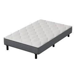 Ensemble Matelas et Sommier 90x190cm,Matelas à Ressorts ensachés et Robuste Cadre de lit en Fer avec 6 Pieds, Matelas épaisseur><noscript><img width=