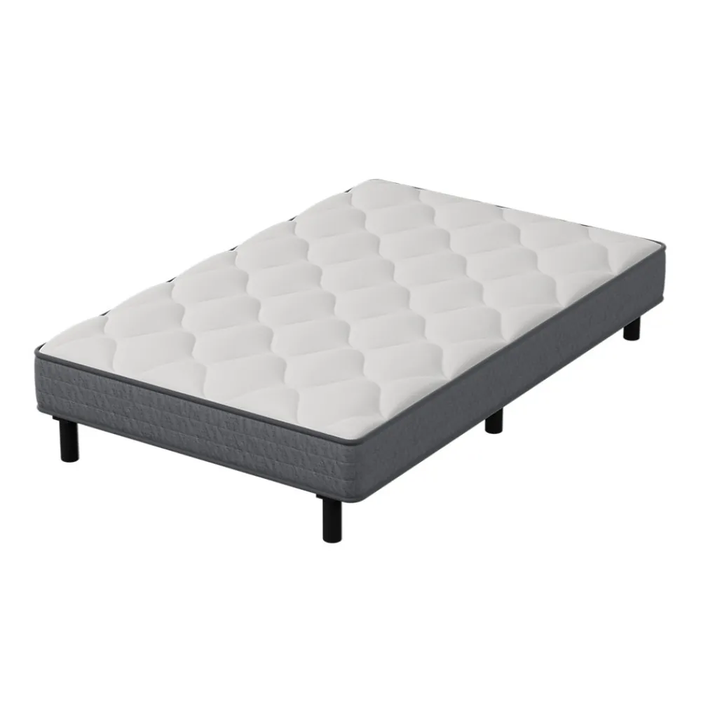 Ensemble Matelas et Sommier 90x190cm,Matelas à Ressorts ensachés et Robuste Cadre de lit en Fer avec 6 Pieds, Matelas épaisseur>Teeno Hot
