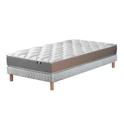 Idliterie Ensemble matelas mémoire forme sommier blanc 90x190* Ensemble Sommier Et Matelas