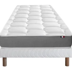 Idliterie Ensemble matelas mémoire forme sommier blanc 90x190* Ensemble Sommier Et Matelas