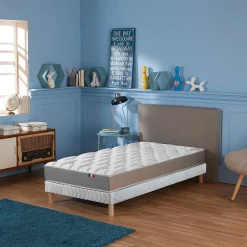 Idliterie Ensemble matelas mémoire forme sommier blanc 90x190* Ensemble Sommier Et Matelas