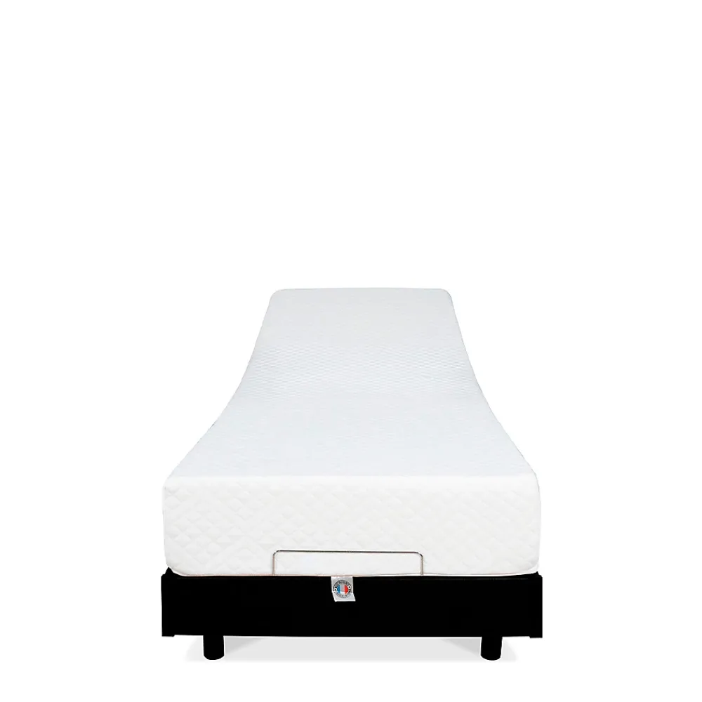 Bellecour Ensemble Matelas Mousse Accueil Mémoire de forme + Sommier électrique Flex 90x200 cm* Ensemble Sommier Et Matelas