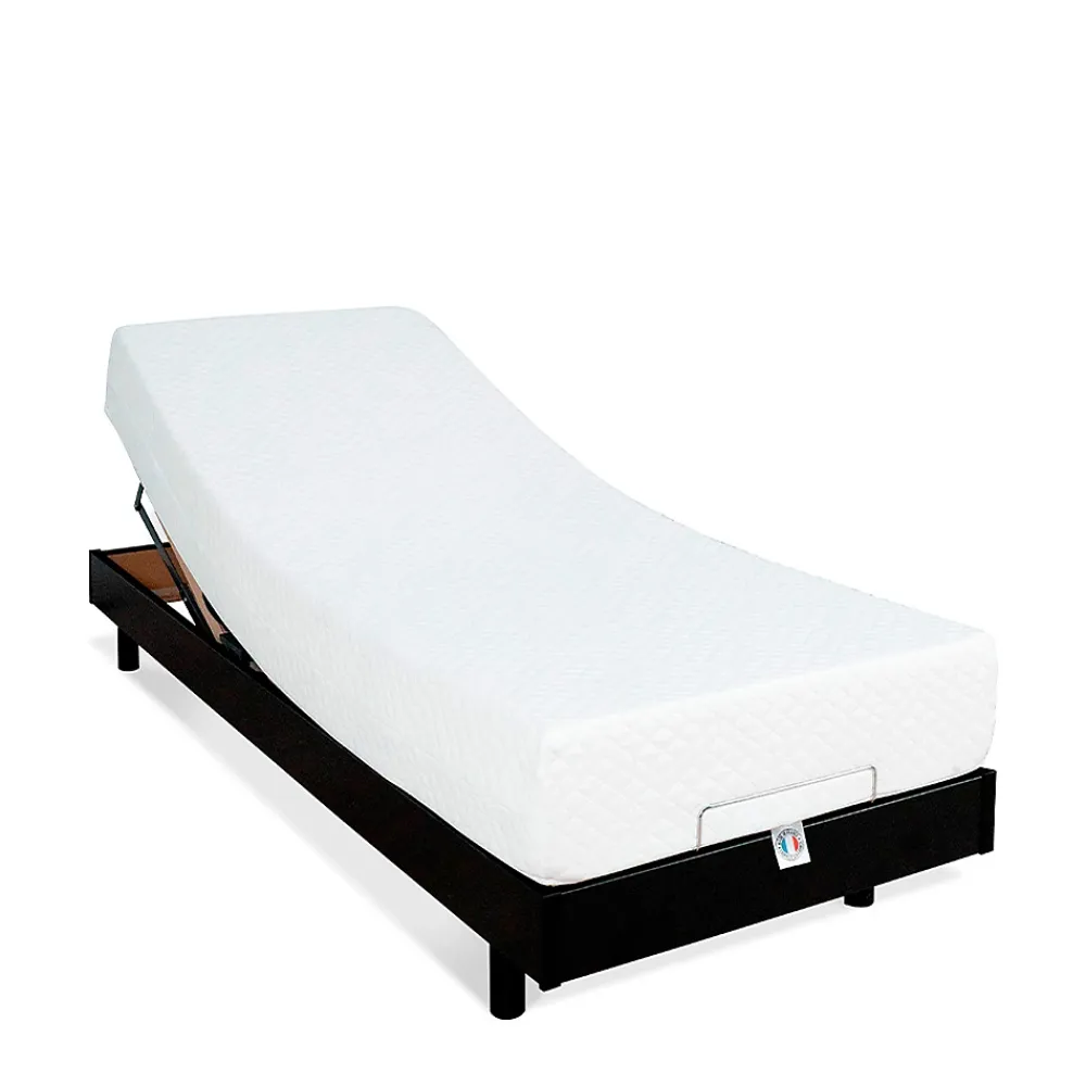 Bellecour Ensemble Matelas Mousse Accueil Mémoire de forme + Sommier électrique Flex 90x200 cm* Ensemble Sommier Et Matelas