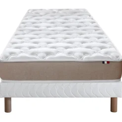 Ensemble Matelas Mousse Haute Résilience ESSENCE + Latex 3 zones +Sommier - Made in France 90 x 190 cm, Sommier - Blanc>Idliterie Best