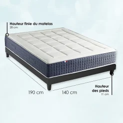 Idliterie Ensemble matelas ressort 7 zones et mémoire forme sommier 140x190* Ensemble Sommier Et Matelas