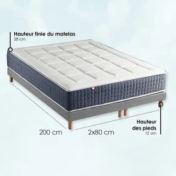 Ensemble matelas ressort 7 zones et mémoire forme sommier 2x80x200><noscript><img data-lazyloaded=