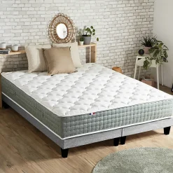 Ensemble matelas ressort 7 zones face hiver/eté différente 2x80x200><noscript><img width=
