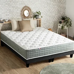 Ensemble matelas ressort 7 zones face hiver/eté différente 2x90x200><noscript><img width=