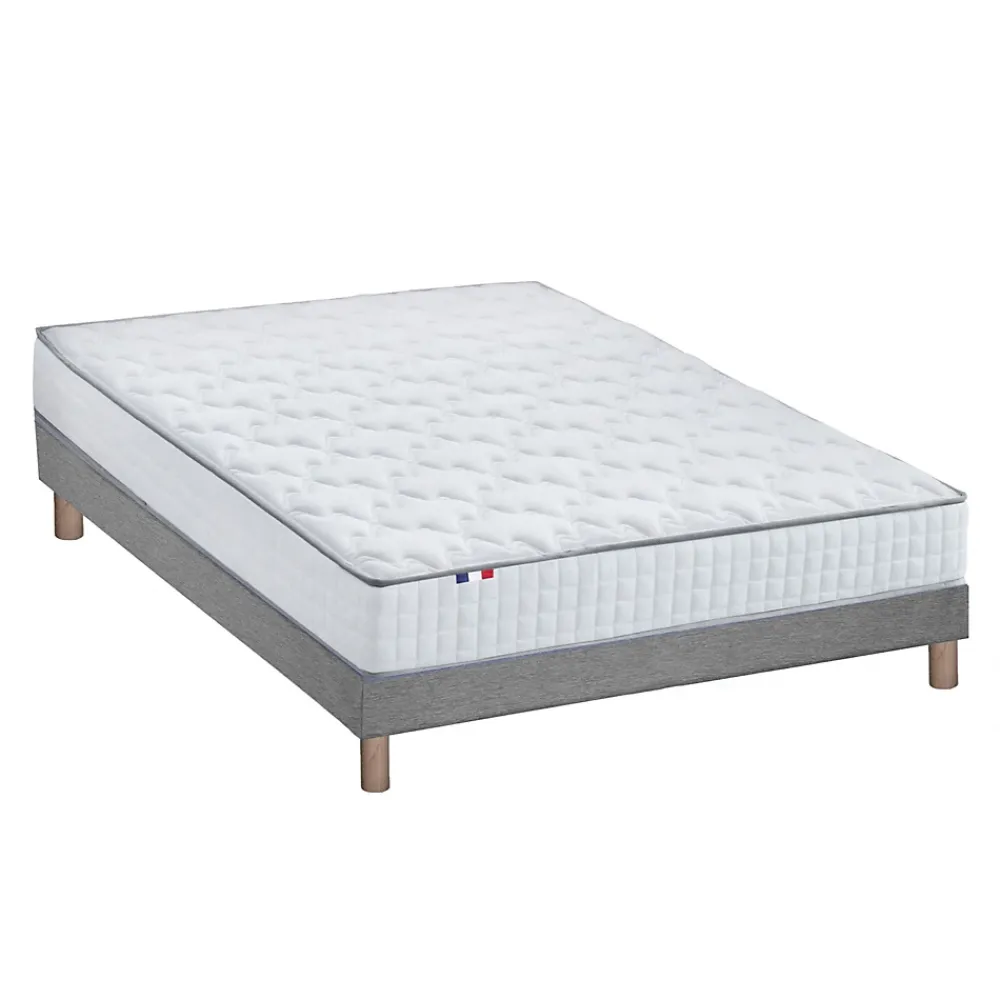 Idliterie Ensemble matelas ressorts ASTRE + sommier kit gris à lattes flexibles 160x200* Ensemble Sommier Et Matelas