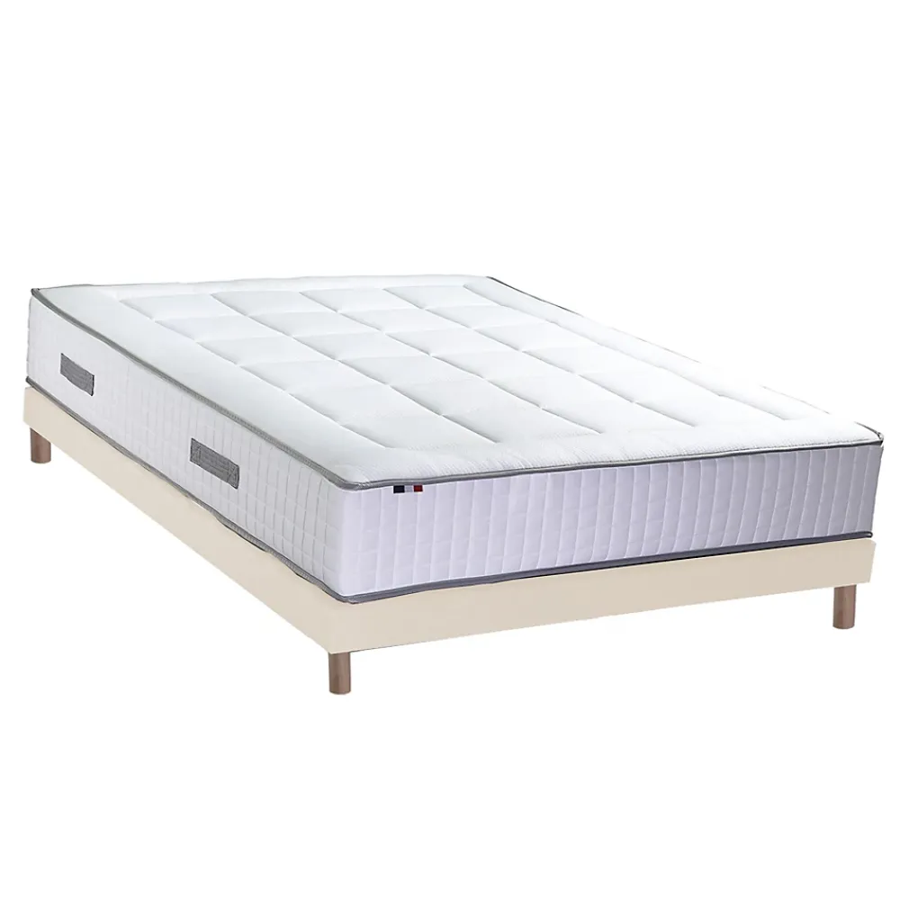 Idliterie Ensemble matelas ressorts 7 zones PALACIO + sommier en kit beige lattes flexibles 160x200* Ensemble Sommier Et Matelas