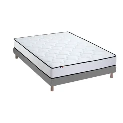 Ensemble Matelas Ressorts + Mémoire de forme + sommier ELOISE - Made in France 140x190, Sommier - Gris chiné>Idliterie New
