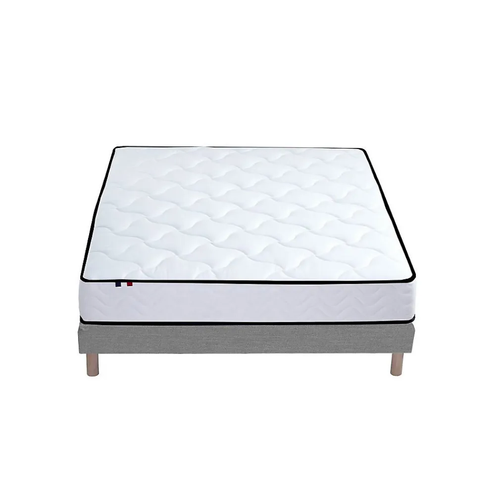 Ensemble Matelas Ressorts + Mémoire de forme + sommier ELOISE - Made in France 140x190, Sommier - Gris chiné>Idliterie New