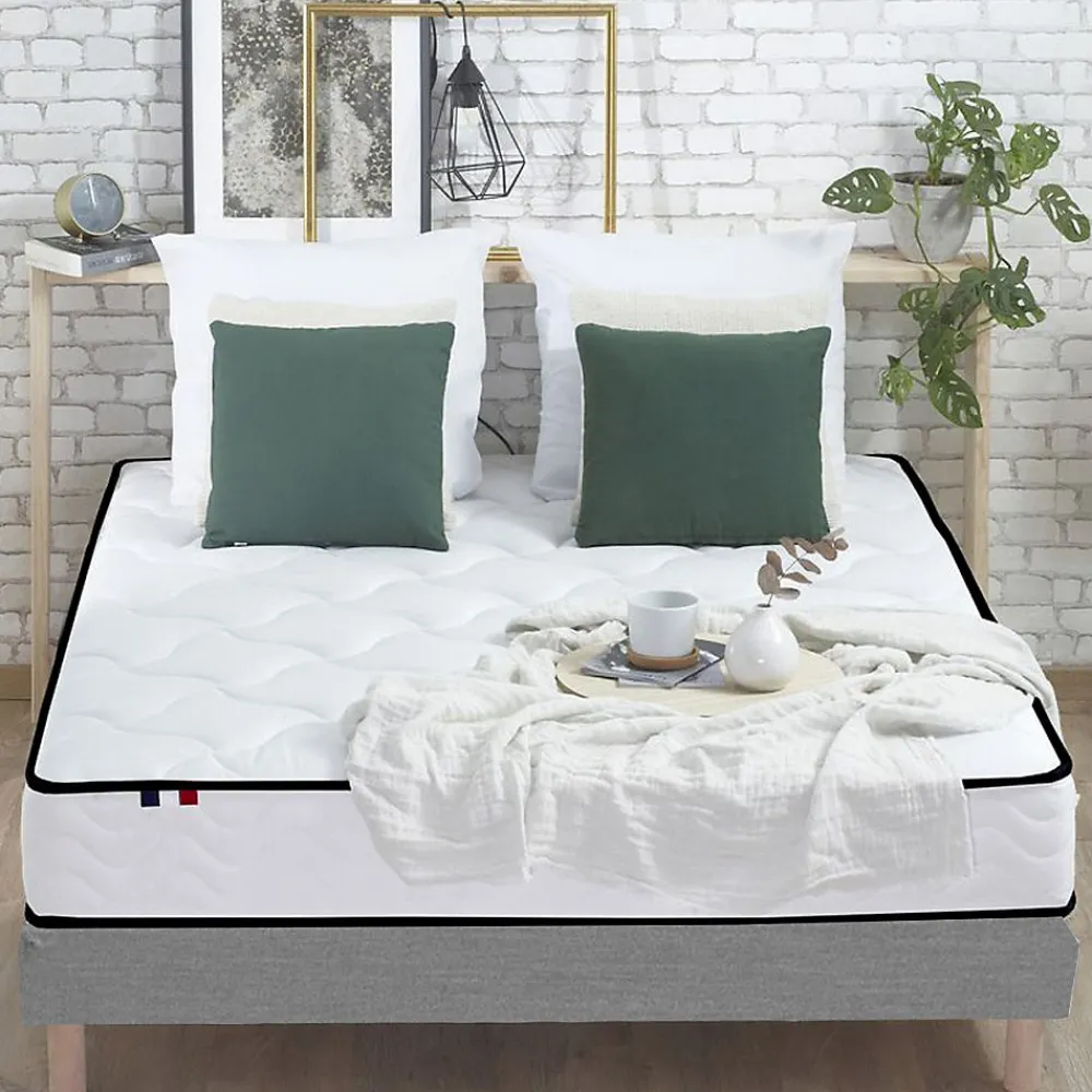 Ensemble Matelas Ressorts + Mémoire de forme + sommier ELOISE - Made in France 140x190, Sommier - Gris chiné>Idliterie New