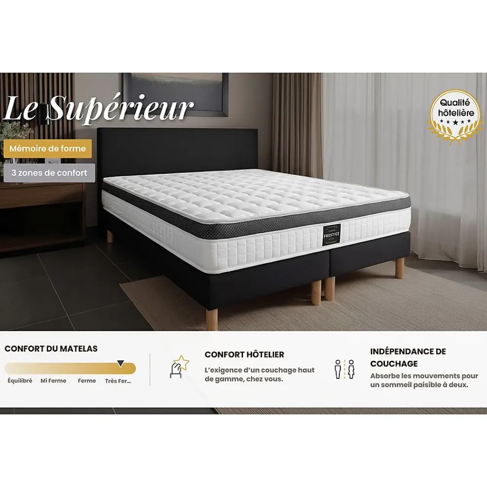 Prestige Literie Ensemble Mémoire de forme de confort Ferme avec sommier kit* Ensemble Sommier Et Matelas