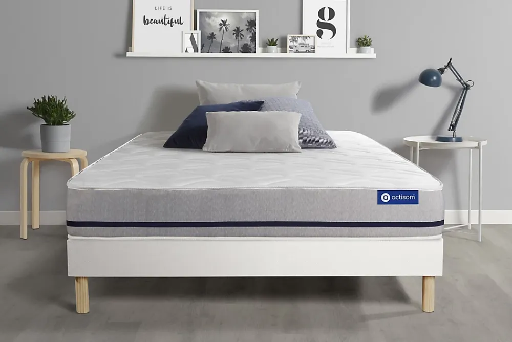Actisom Ensemble Mémoire de forme de confort Mi-ferme avec sommier kit* Ensemble Sommier Et Matelas