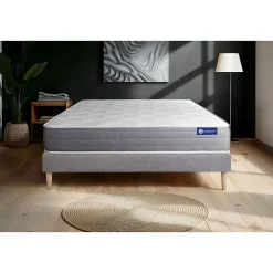 Actisom Ensemble Mémoire de forme de confort Mi-ferme avec sommier kit* Ensemble Sommier Et Matelas