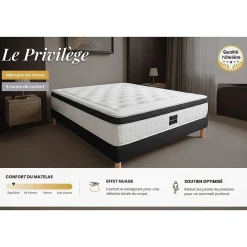 Prestige Literie Ensemble Mémoire de forme de confort Equilibré avec sommier kit* Ensemble Sommier Et Matelas