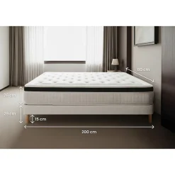Prestige Literie Ensemble Mémoire de forme de confort Equilibré avec sommier kit* Ensemble Sommier Et Matelas
