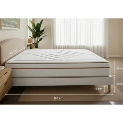 Marmottes & Co Ensemble Mémoire de forme de confort Equilibré avec sommier tapissier* Ensemble Sommier Et Matelas