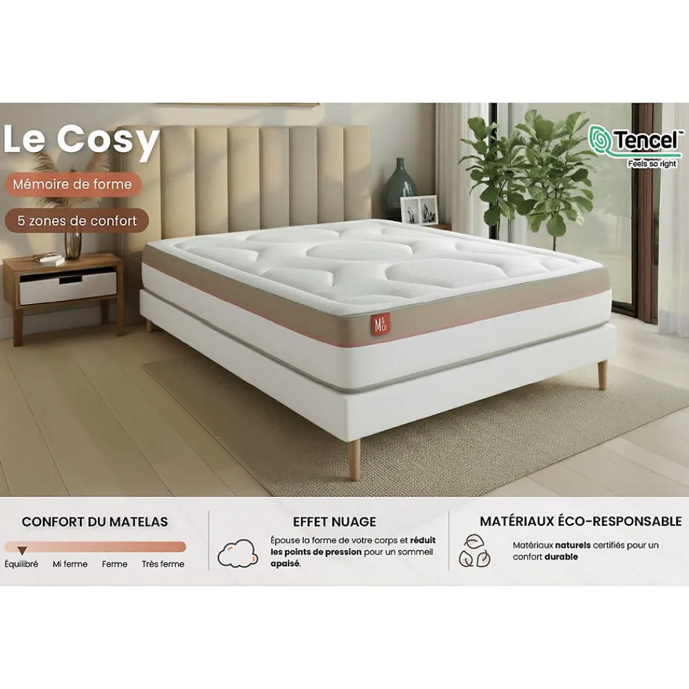 Ensemble Mémoire de forme de confort Ferme avec sommier tapissier>Marmottes & Co Online