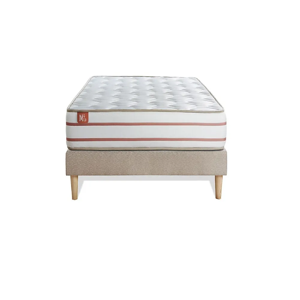 Marmottes & Co Ensemble Mémoire de forme de confort Très ferme avec sommier tapissier* Ensemble Sommier Et Matelas