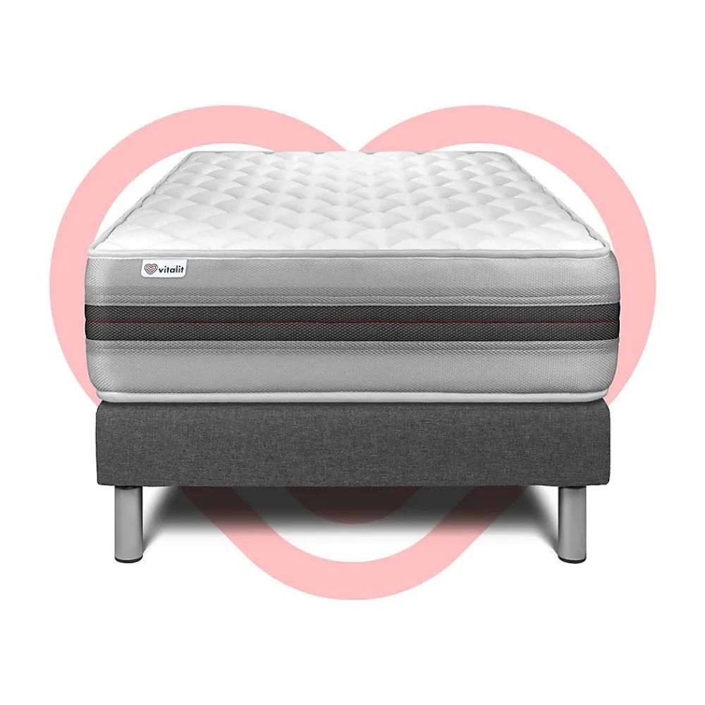 Ensemble Mousse polyuréthane à mémoire de forme de confort Equilibré avec sommier kit>Vitalit Online