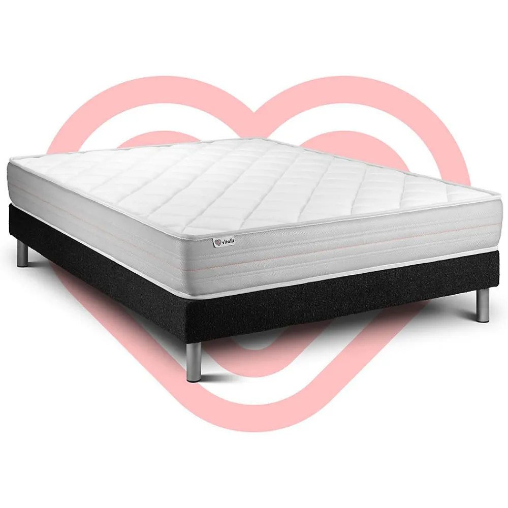 Ensemble Mousse polyuréthane à mémoire de forme de confort Ferme avec sommier kit>Vitalit Discount