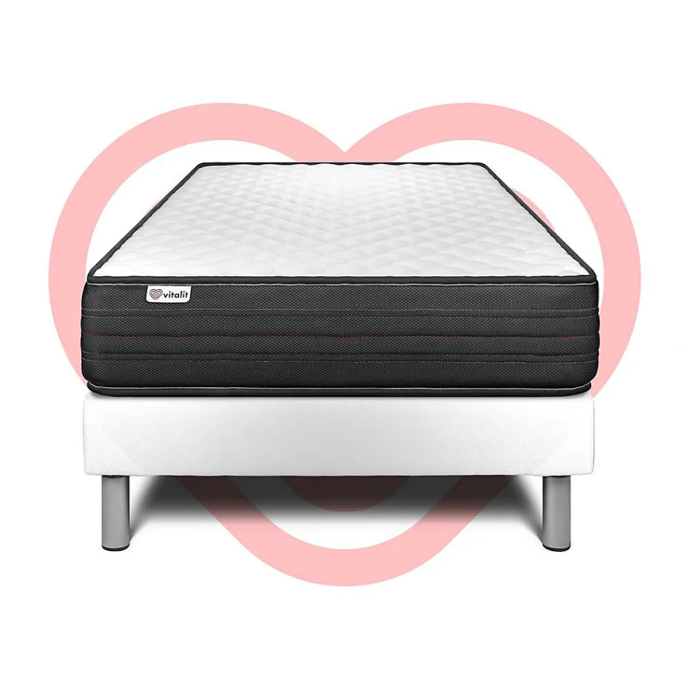 Ensemble Mousse polyuréthane à mémoire de forme de confort Ferme avec sommier tapissier>Vitalit Best