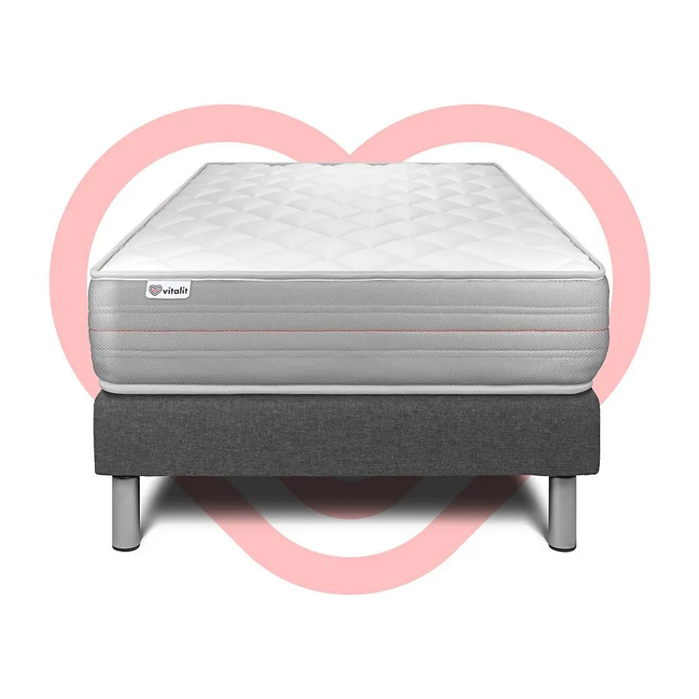 Ensemble Mousse polyuréthane à mémoire de forme de confort Ferme avec sommier tapissier>Vitalit Hot