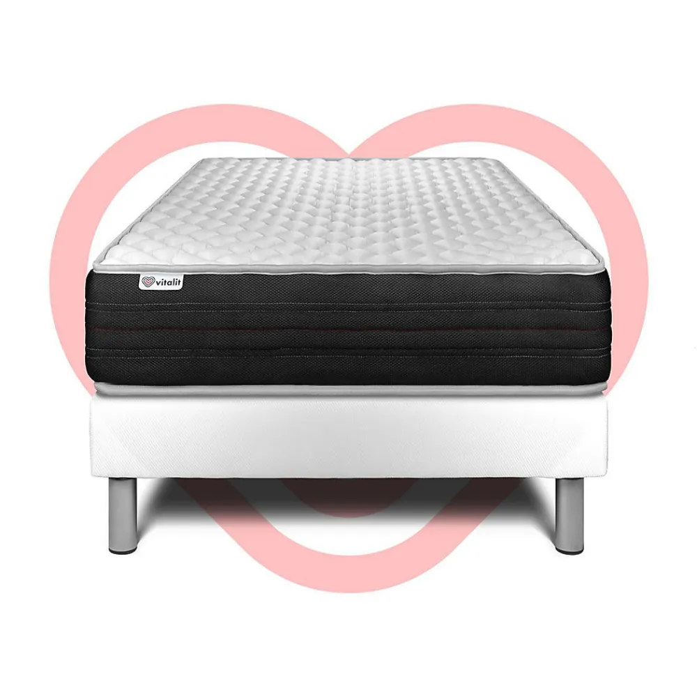Ensemble Mousse polyuréthane à mémoire de forme de confort Ferme avec sommier tapissier>Vitalit Discount