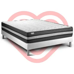 Ensemble Mousse polyuréthane à mémoire de forme de confort Ferme avec sommier tapissier><noscript><img width=