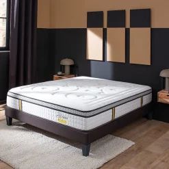 Ensemble Reina 2.0 140x190 cm Matelas Ressorts ensachés + Sommier Bois><noscript><img width=