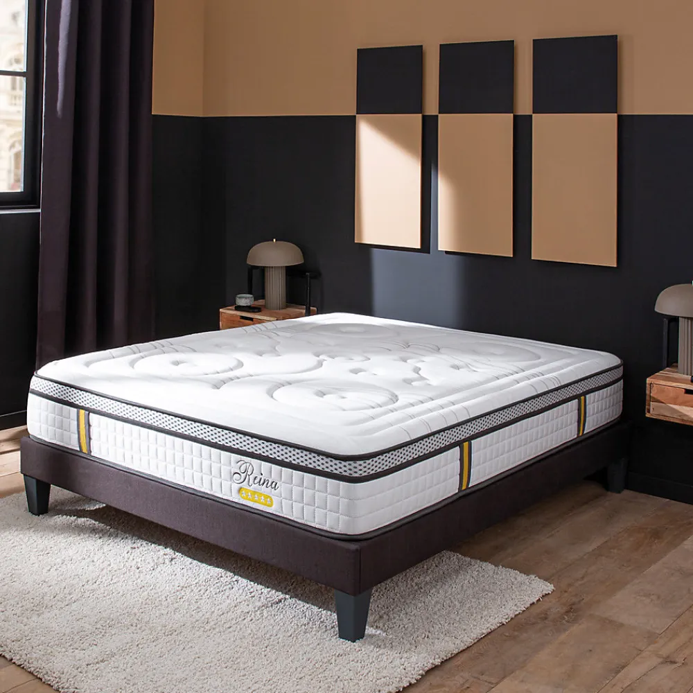 Ensemble Reina 2.0 140x190 cm Matelas Ressorts ensachés + Sommier Bois>Bellecour